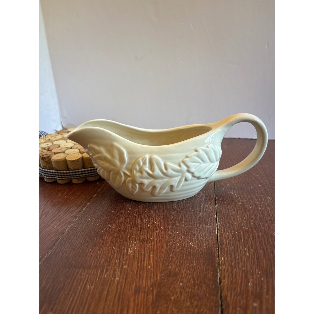 Celebrate Fall Together Kohl's Cream Ceramic Oak Leaf Gravy Boat 63HVTHAB4